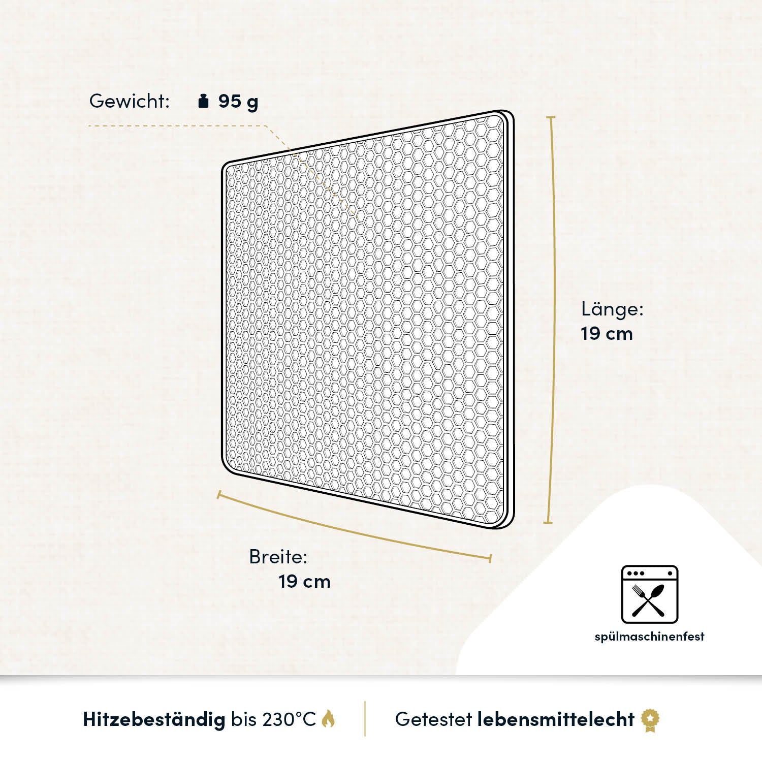 Multifunktionaler Untersetzer 19x19 cm - quadratisch