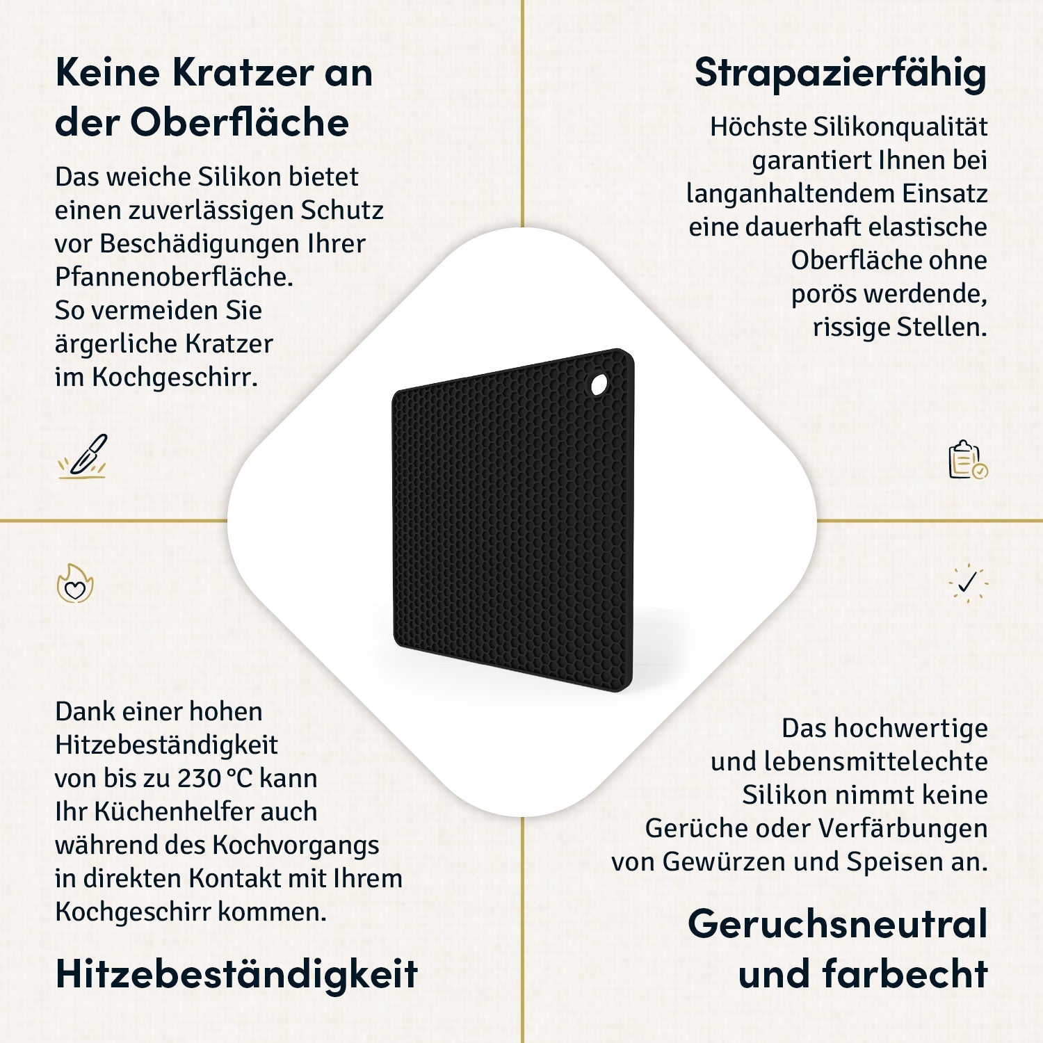 Multifunktionaler Untersetzer 19x19 cm - quadratisch
