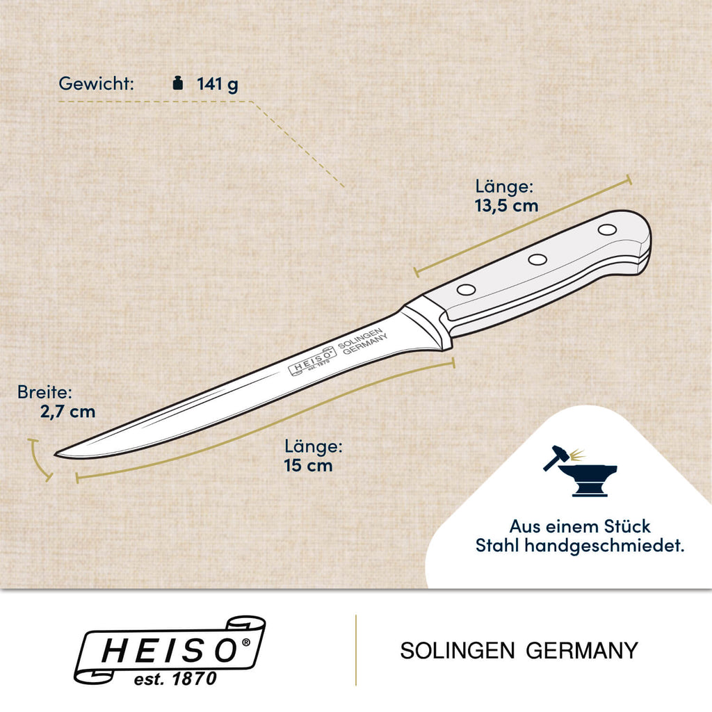 Ausbeinmesser 15 cm, handgeschmiedet in Solingen