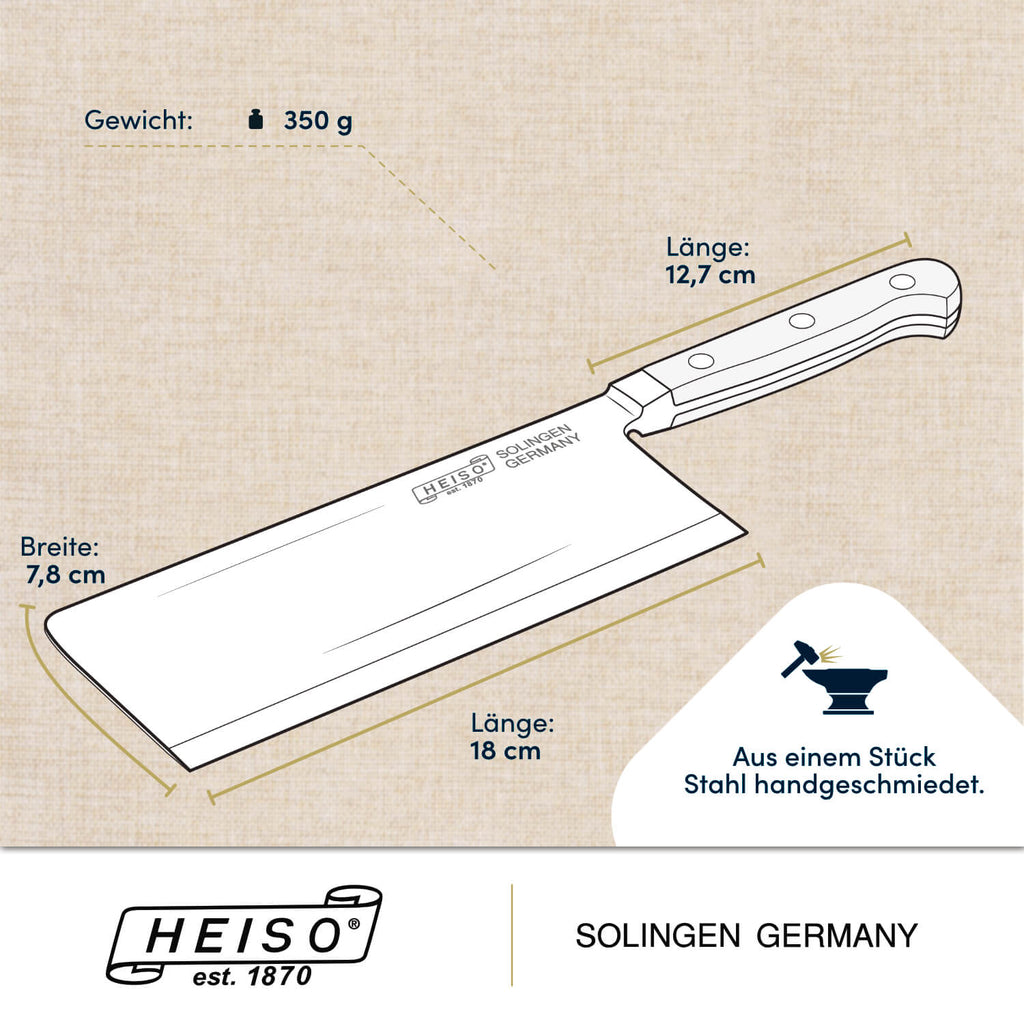 Hackmesser 18 cm, handgeschmiedet in Solingen