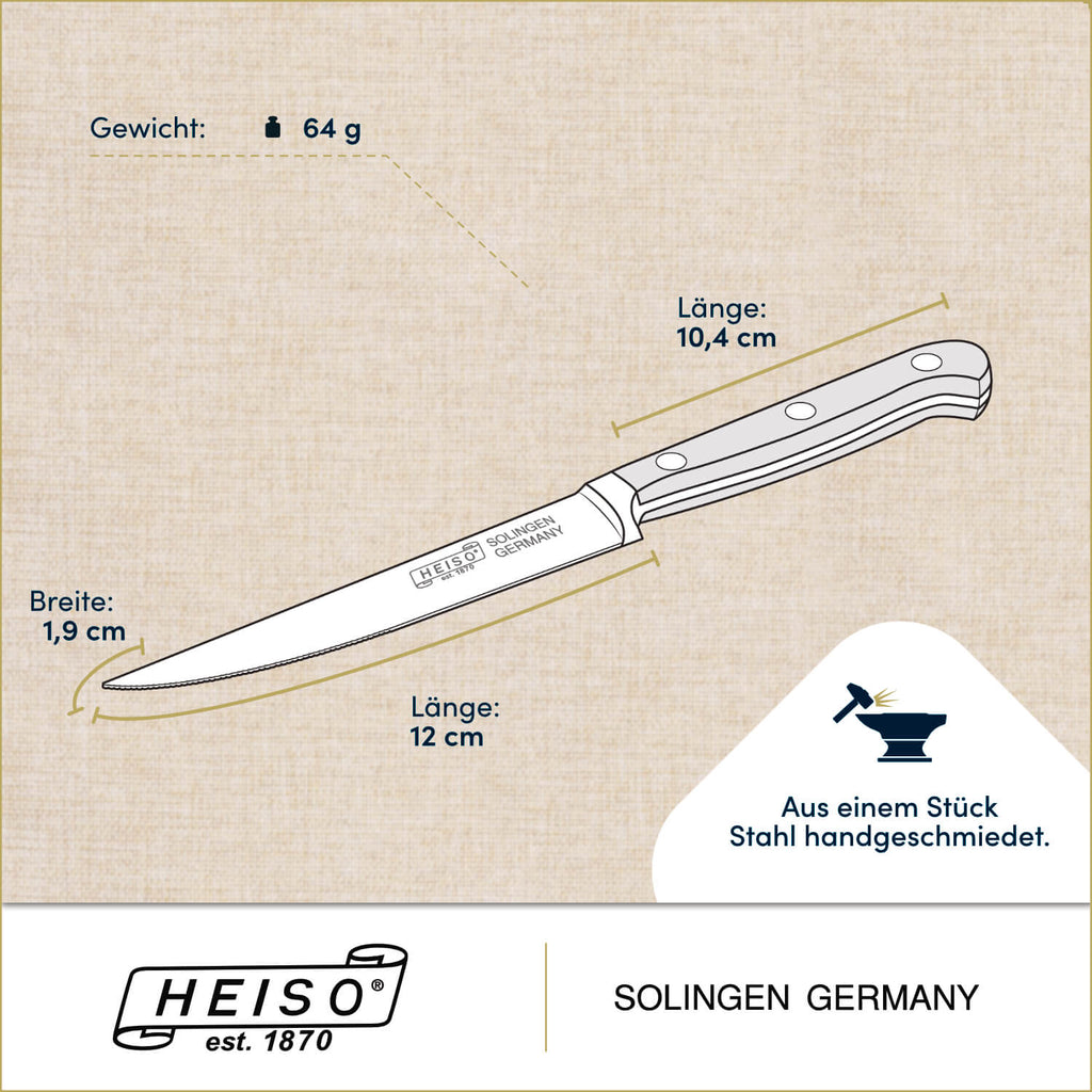 Steakmesser 12 cm, handgeschmiedet in Solingen