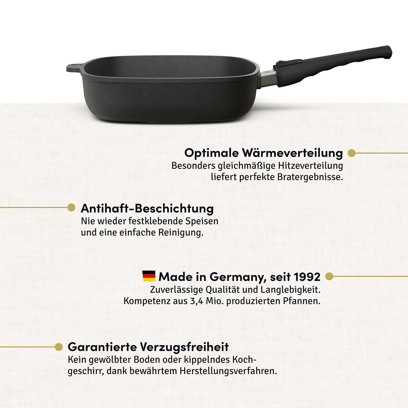 Grillpfanne eckig 26x26 cm I Deckel optional
