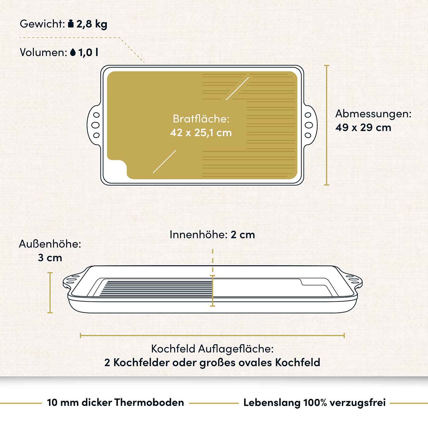 Grillplatte 48x28 cm
