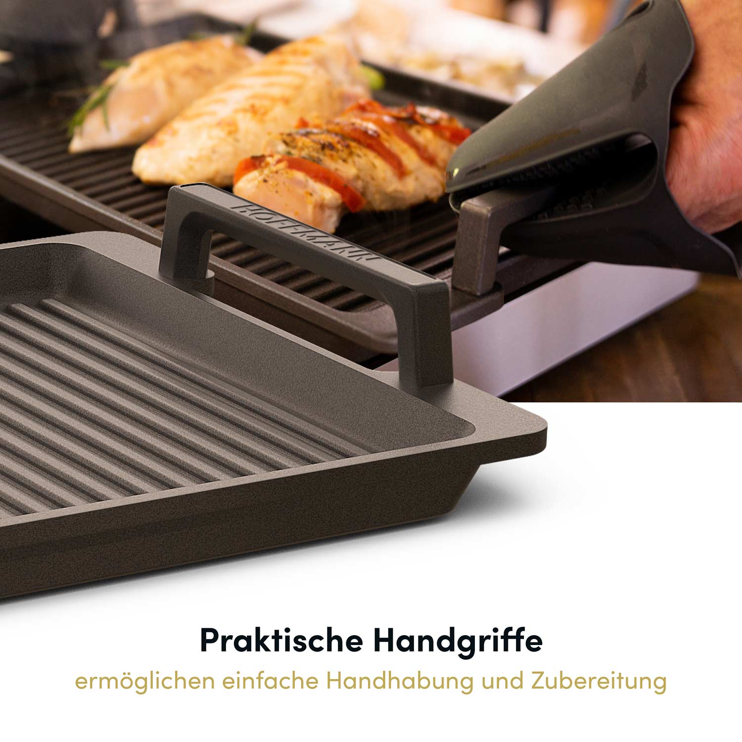 Grillplatte mit Seitengriffen I 41x24 cm