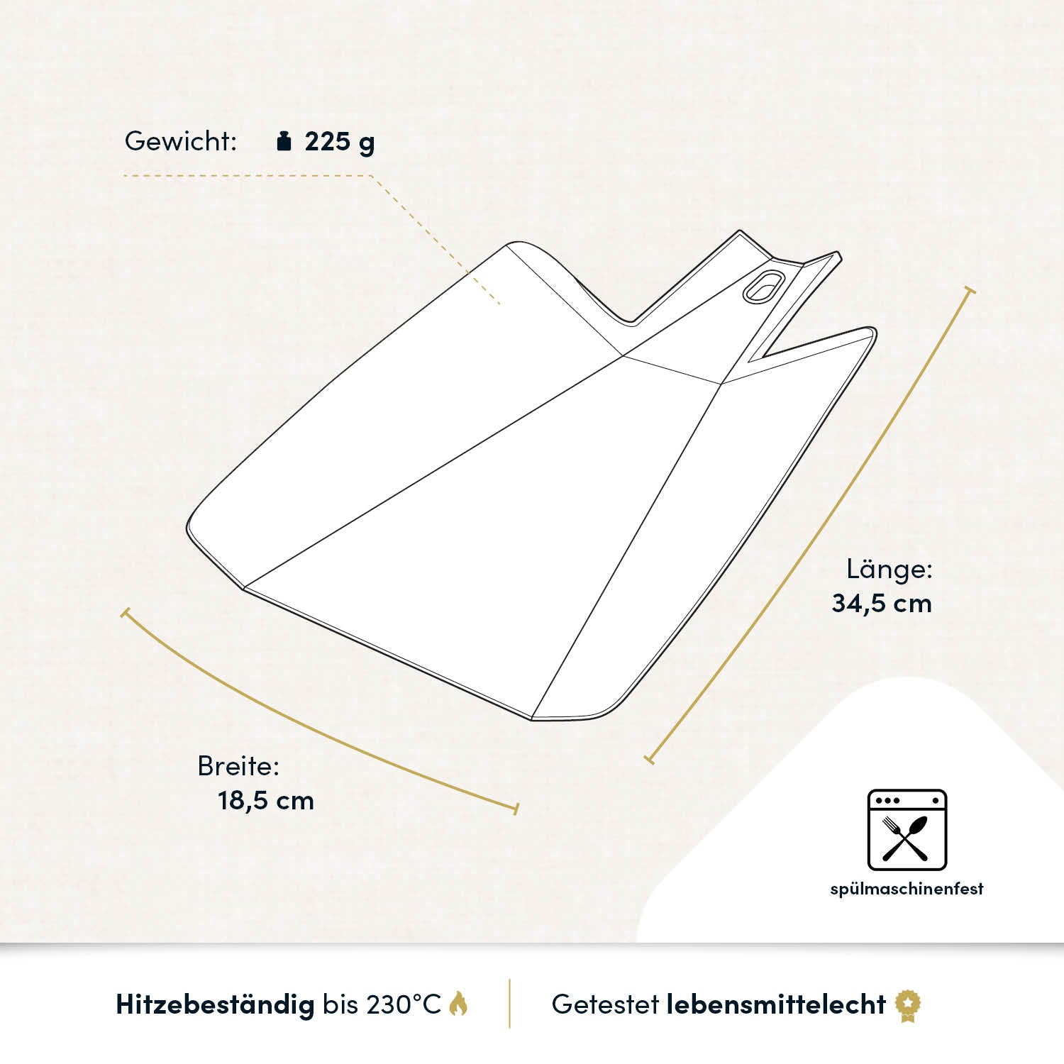 Faltbares Schneidebrett I 34 x 18 cm