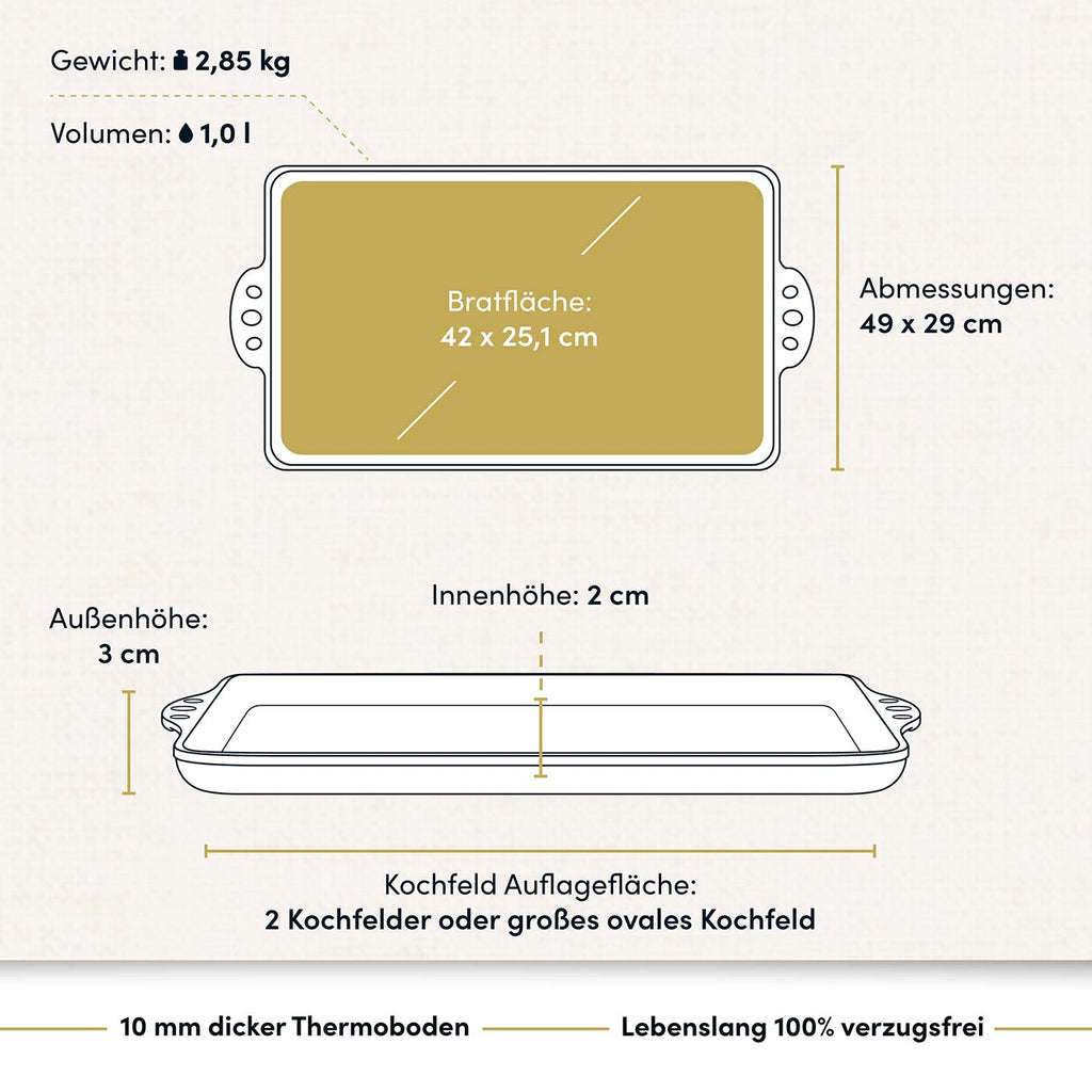 Teppanyakiplatte I Grillplatte I Plancha 49x29 cm