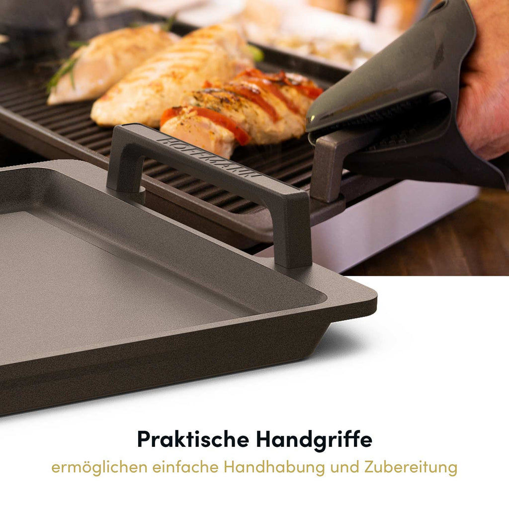 Teppanyakiplatte I Grillpatte mit Seitengriffen I 41x24 cm